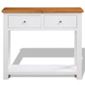 Solid Oak and Acacia Wood Console Table with Shelf and Two Drawers S987