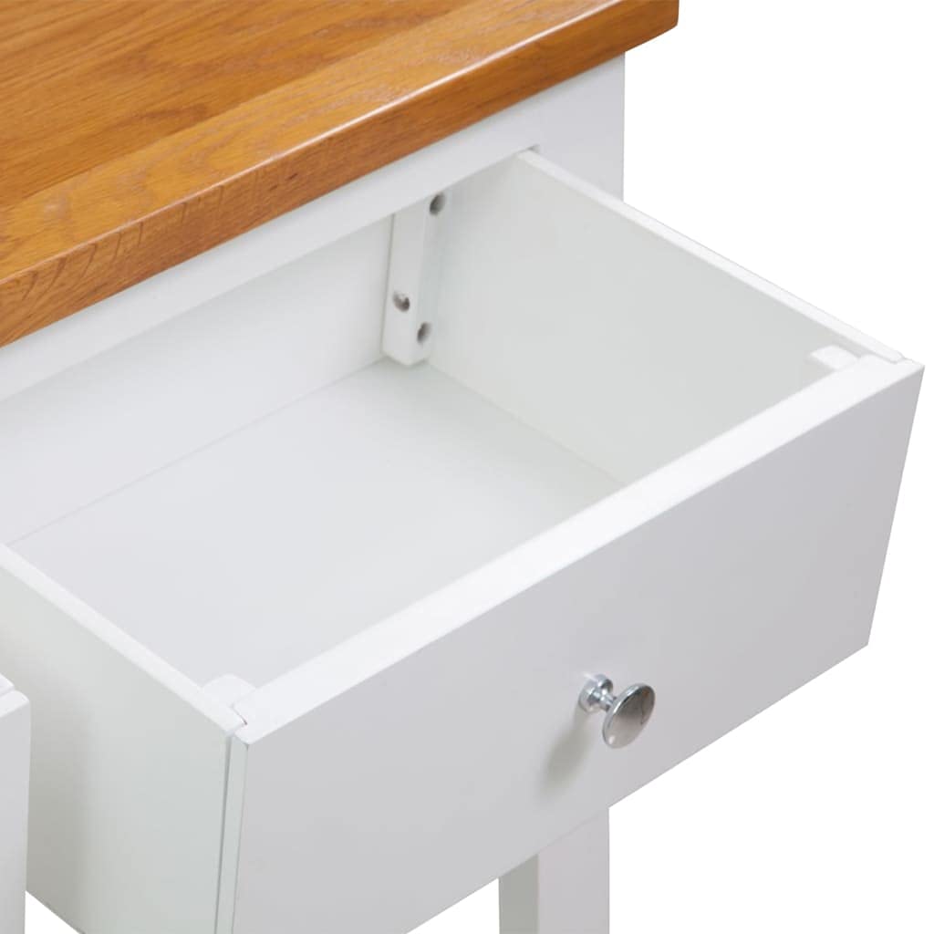 Solid Oak and Acacia Wood Console Table with Shelf and Two Drawers S987