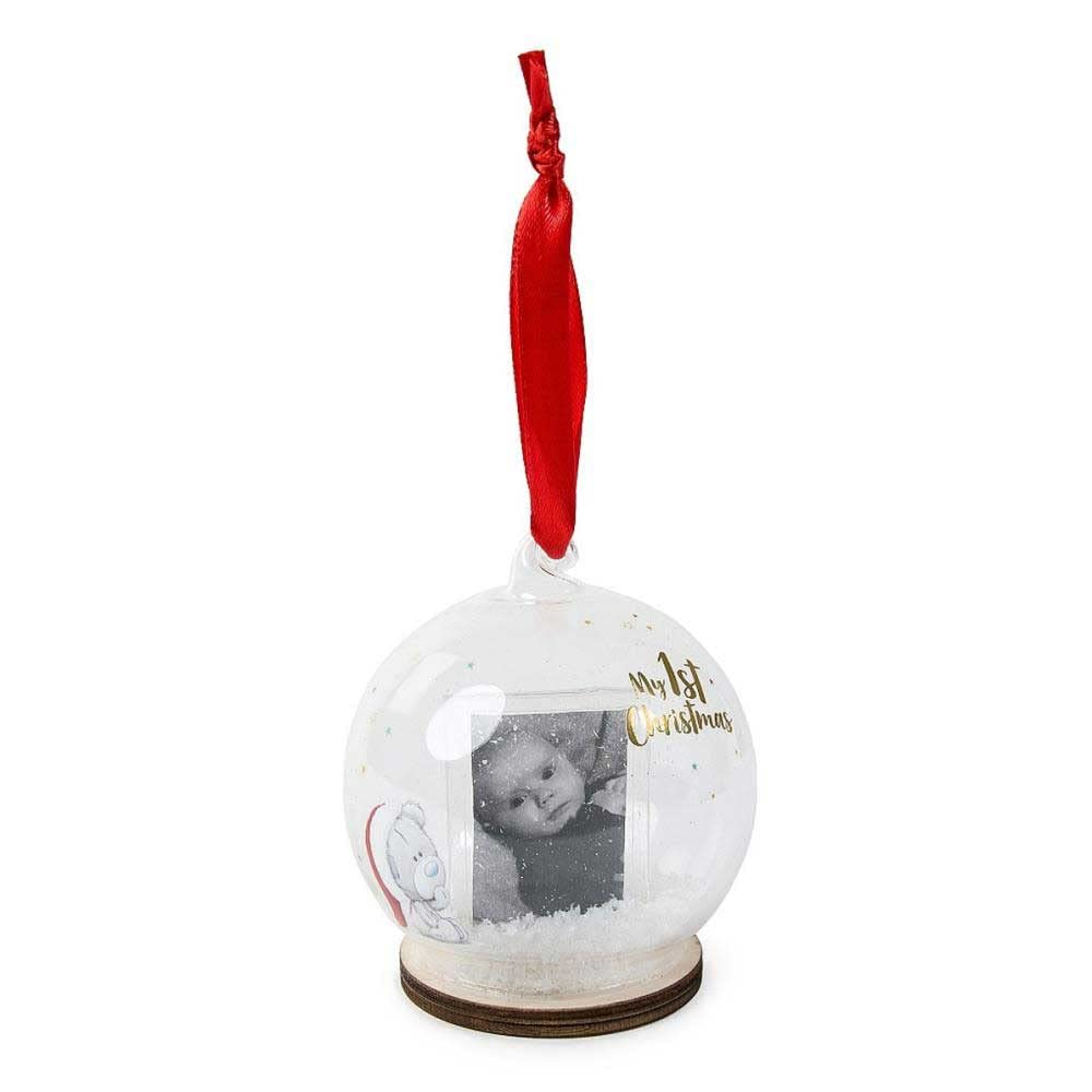 Glass Christmas Baby Tree Bauble with Photo Q605232