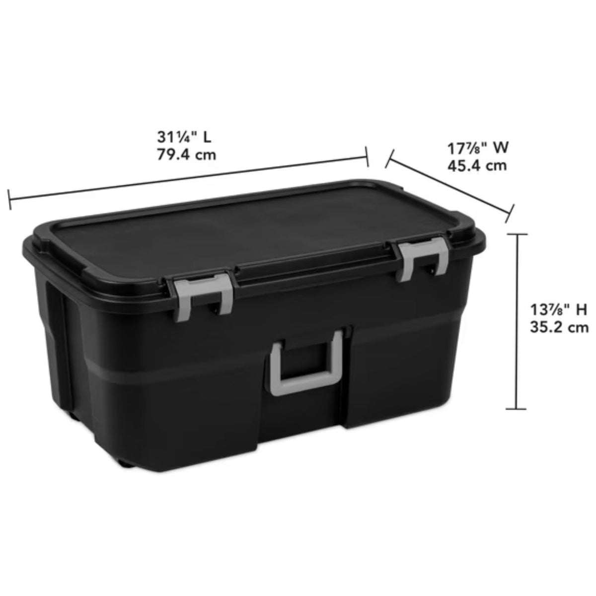 Black 22 Gallon Wheeled Plastic Storage Trunk X5585