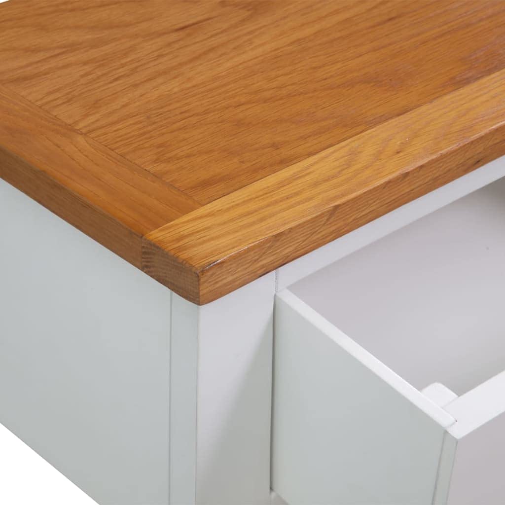 Solid Oak and Acacia Wood Console Table with Shelf and Two Drawers S987