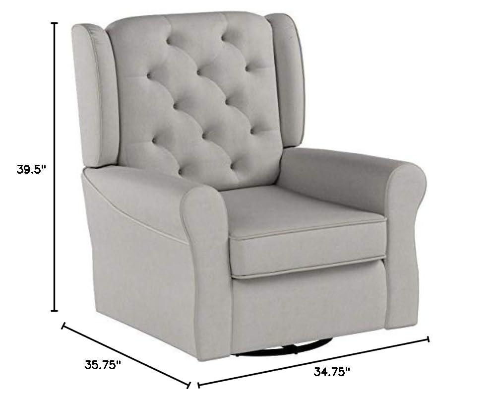 Dove Grey Upholstered Swivel Rocker Chair D528