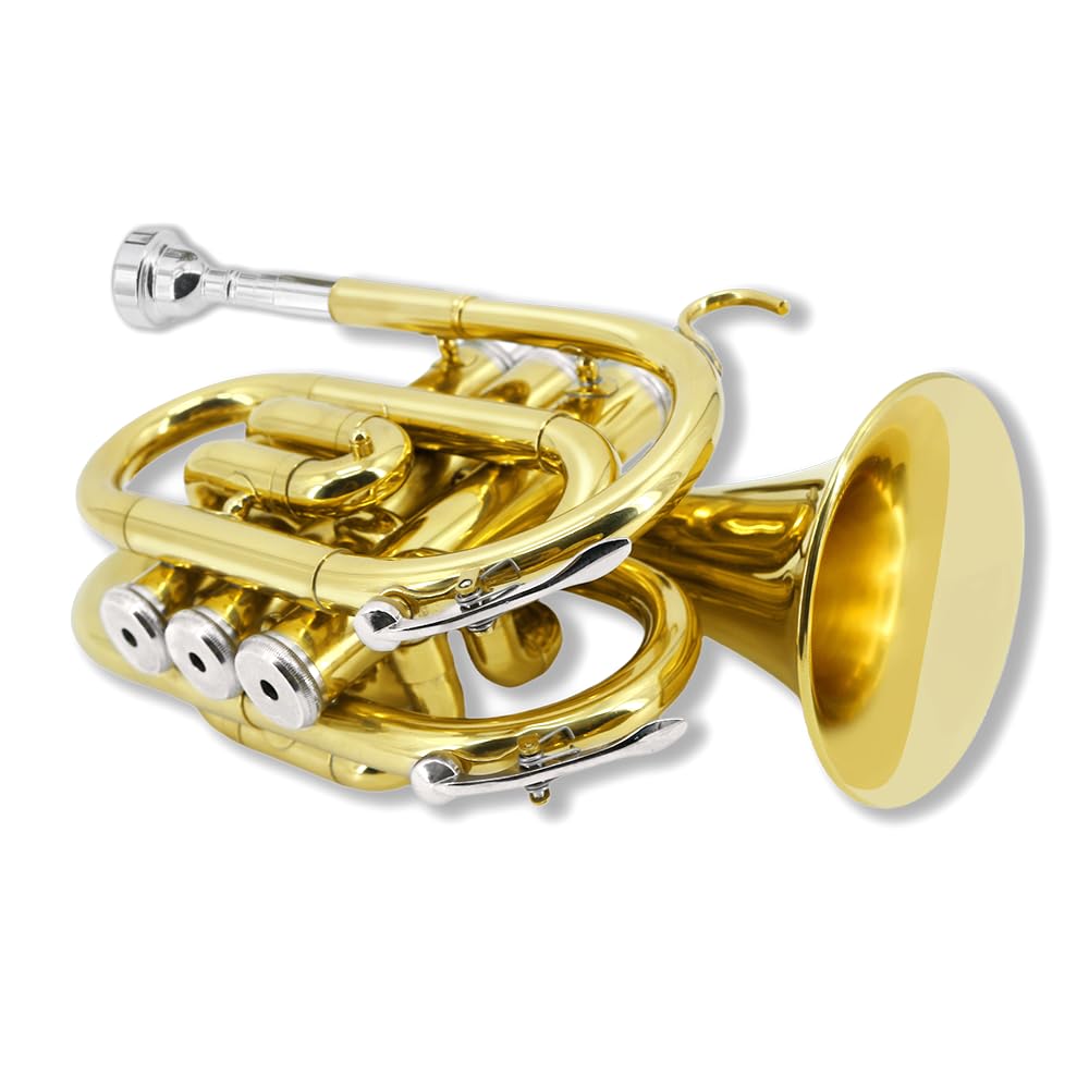 Bb Flat Brass Pocket Trumpet with 7C Mouthpiece V1368