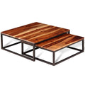 Brown Solid Acacia Wood Nesting Coffee Table Set of 2 Q482
