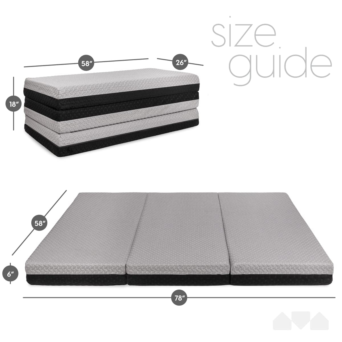 Memory Foam Tri Folding Mattress with Waterproof Washable Cover P783
