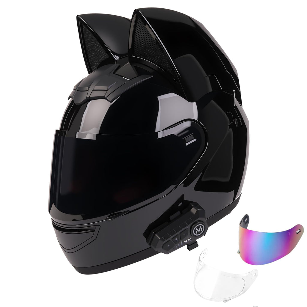 Bluetooth Motorcycle Cat Ear Full Face Helmet DOT Approved Q283