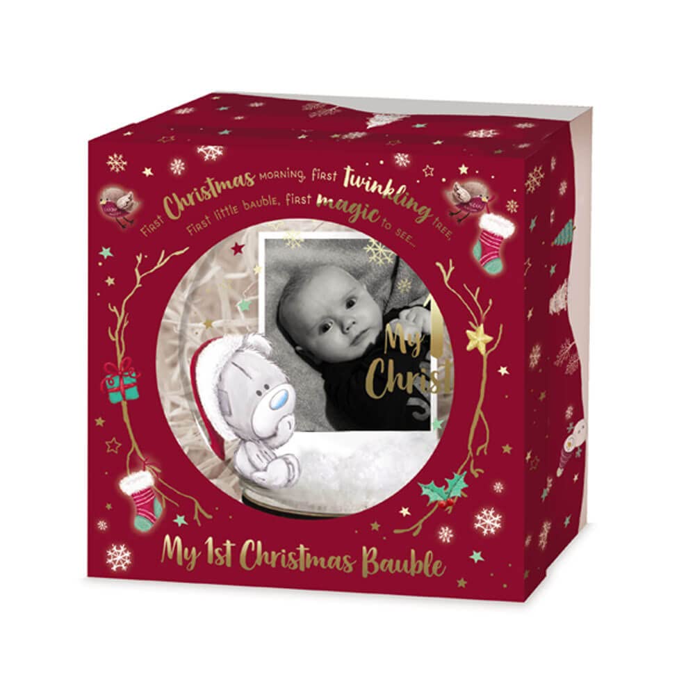 Glass Christmas Baby Tree Bauble with Photo Q605232