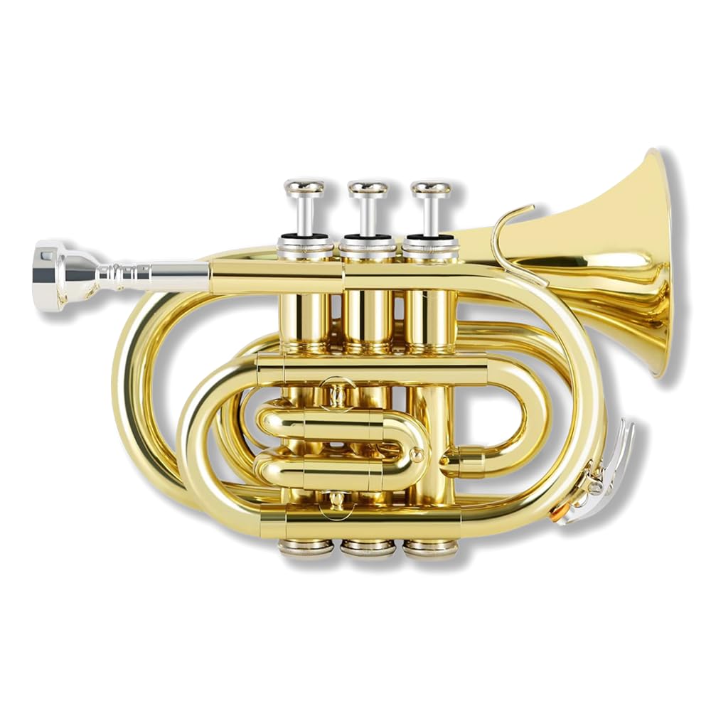 Bb Flat Brass Pocket Trumpet with 7C Mouthpiece V1368