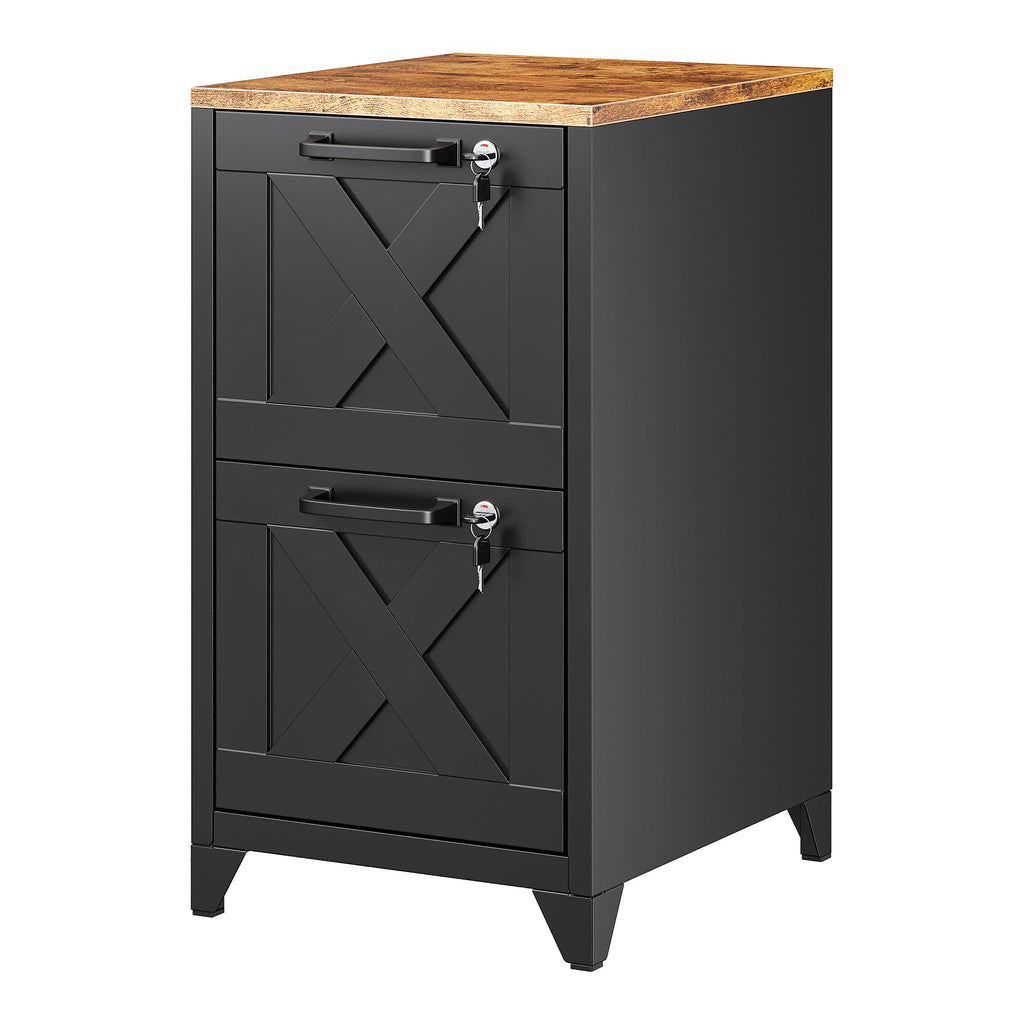 Black 2 Drawer Steel File Cabinet with Lock B247103