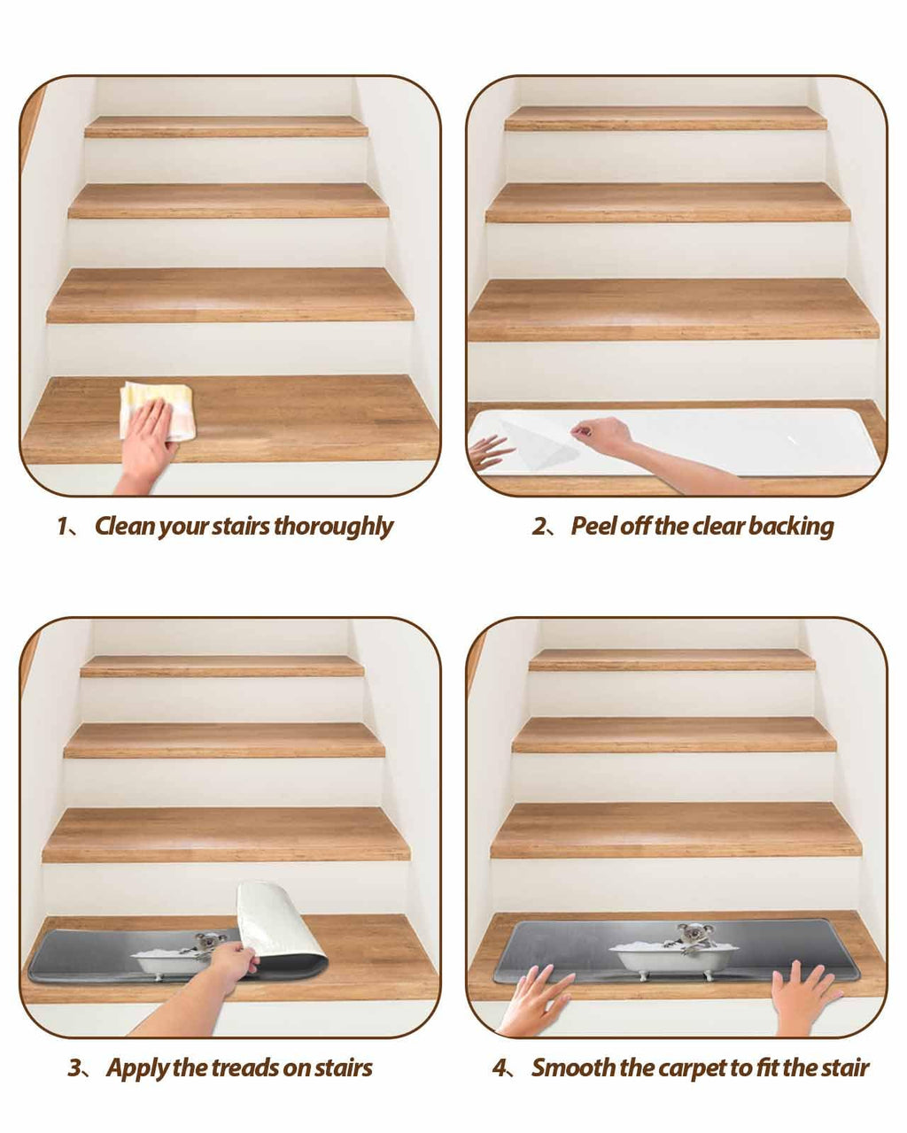 Non Slip Stair Treads Set of 10 30"x8" K299768