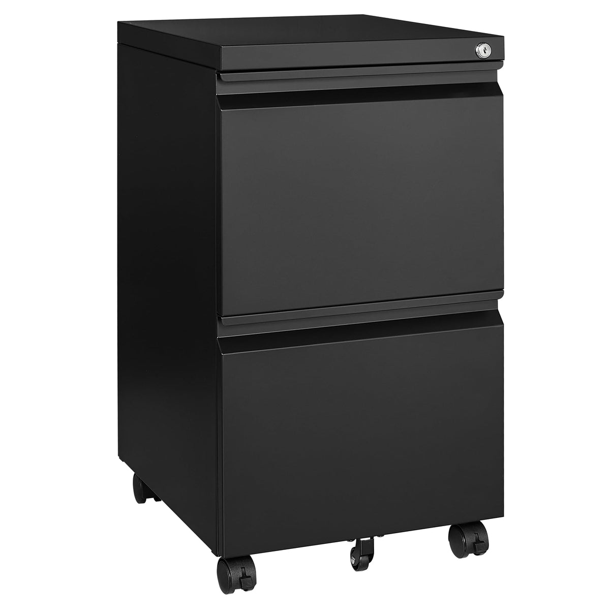 2 Drawer Black Metal Mobile File Cabinet with Lock B213347