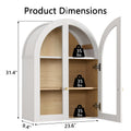 White Arched Wall Mount Bathroom Cabinet with Glass Doors Q105