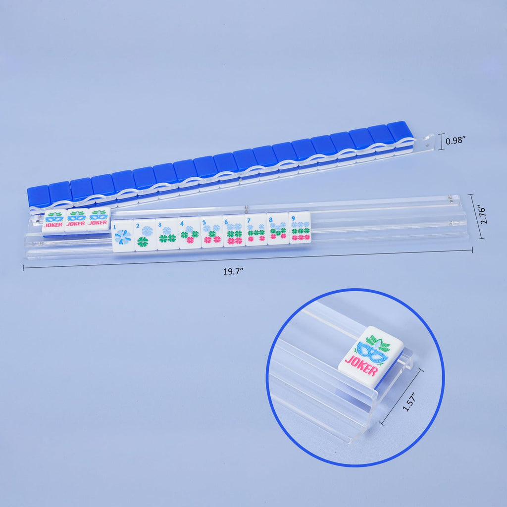 4-Pack Clear Acrylic Mahjong Racks with Pushers 19.7" V2907
