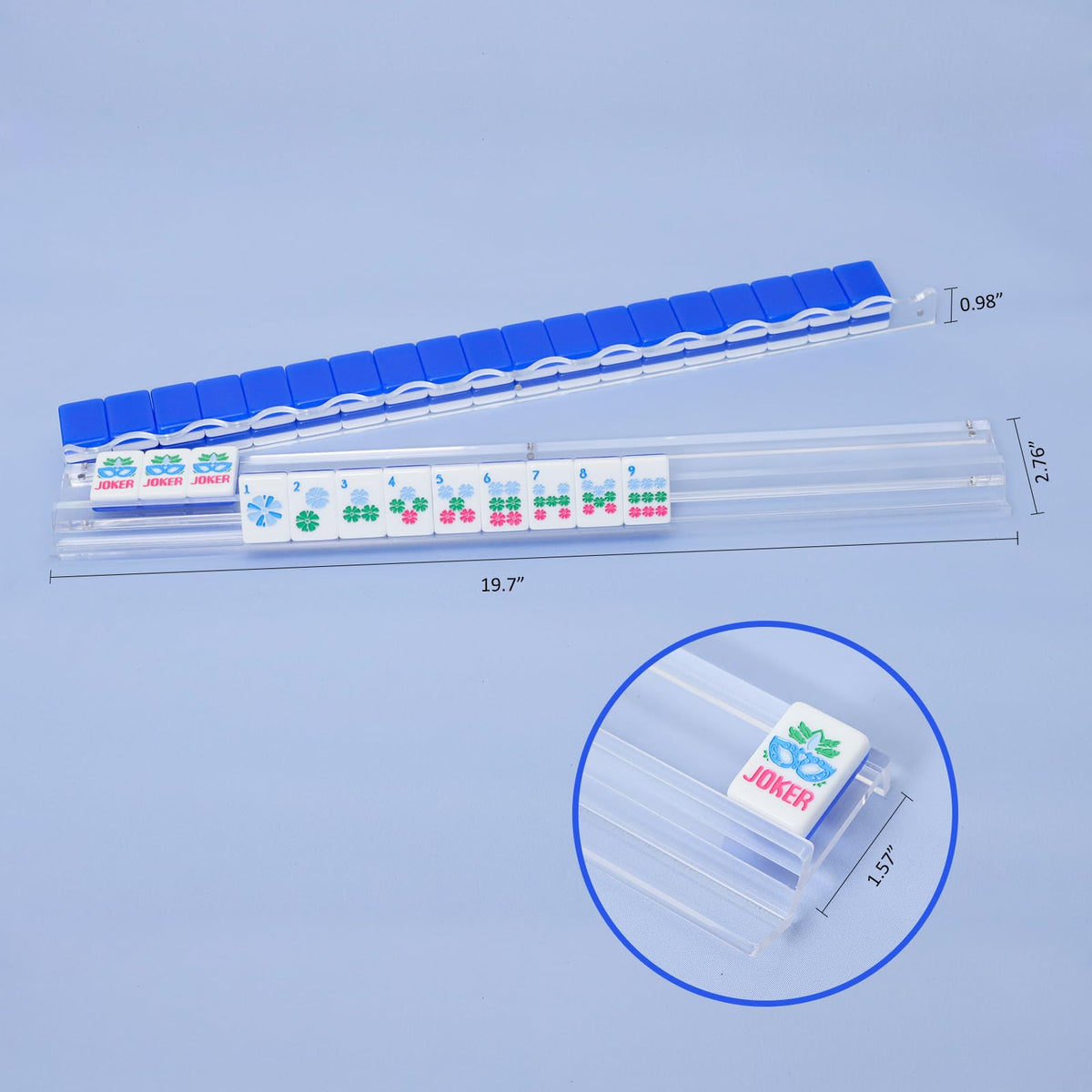 4-Pack Clear Acrylic Mahjong Racks with Pushers 19.7" V2907