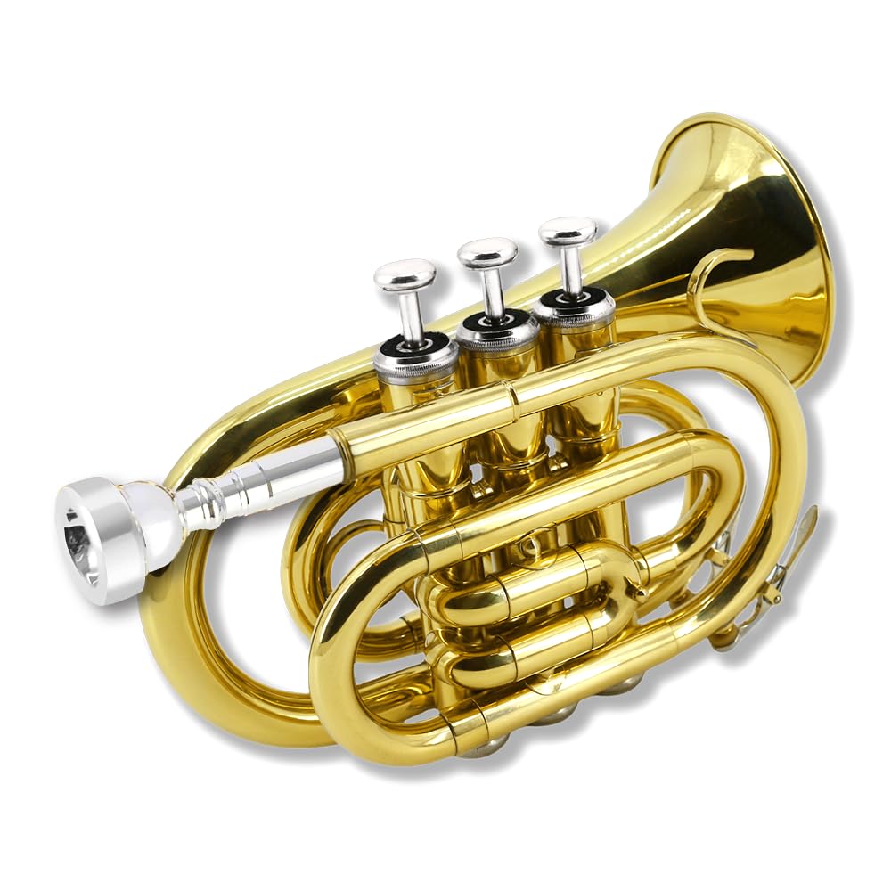 Bb Flat Brass Pocket Trumpet with 7C Mouthpiece V1368