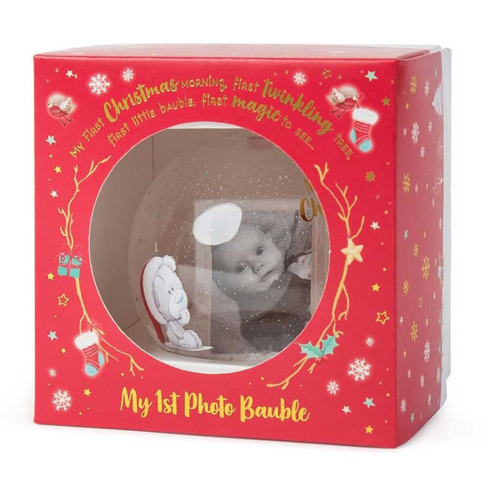 Glass Christmas Baby Tree Bauble with Photo Q605232
