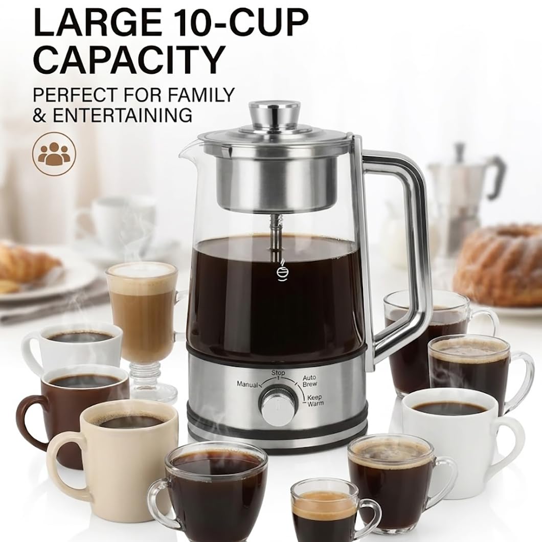 10-Cup Borosilicate Glass Electric Percolator Coffee Pot H8959