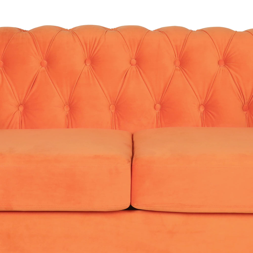 Orange Velvet 3 Pieces Sofa Set X49971