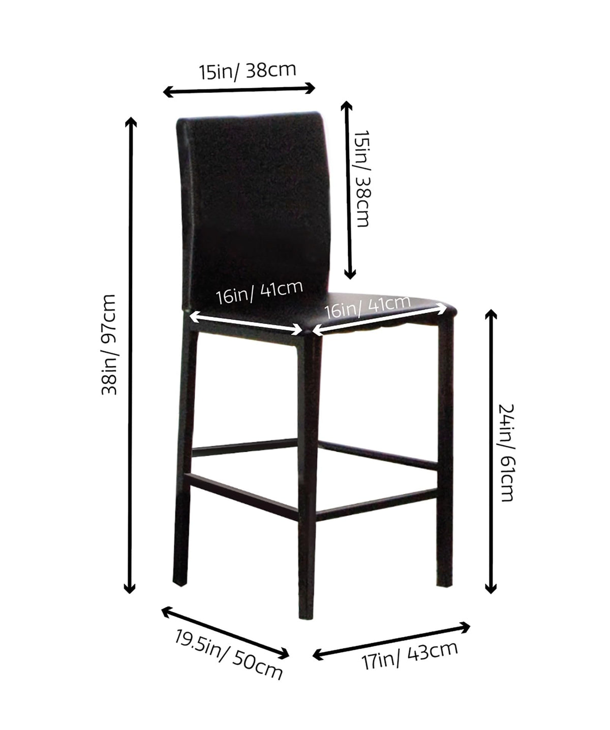 Black Faux Leather Barstools Set of 6 I715