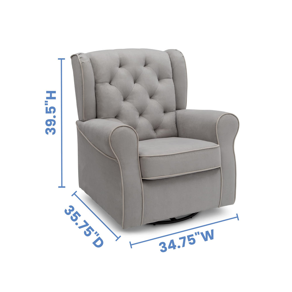 Dove Grey Upholstered Swivel Rocker Chair D528