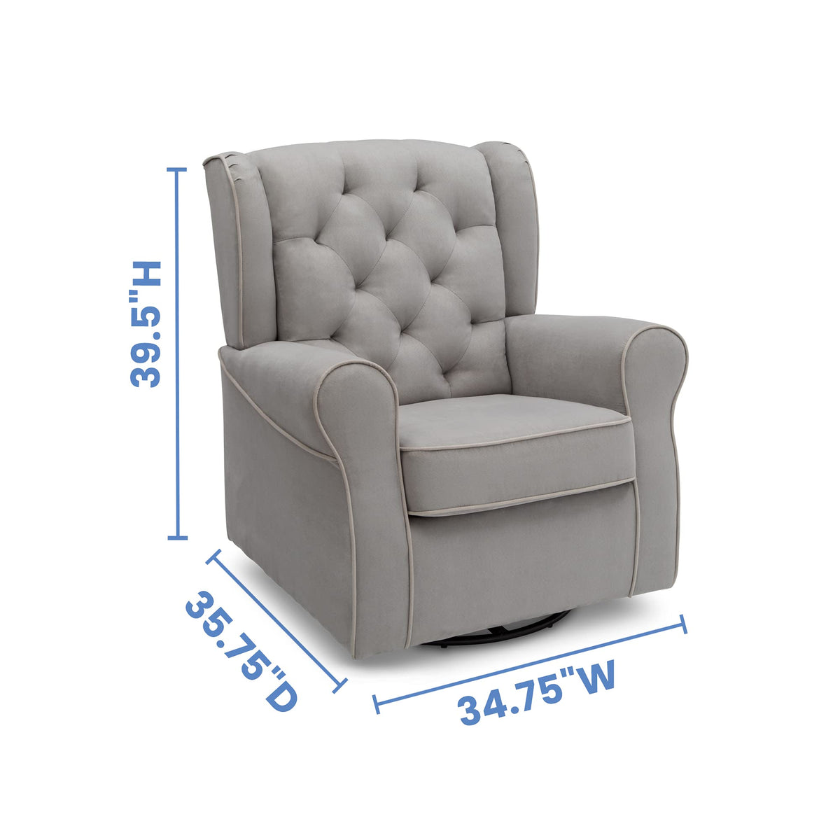 Dove Grey Upholstered Swivel Rocker Chair D528