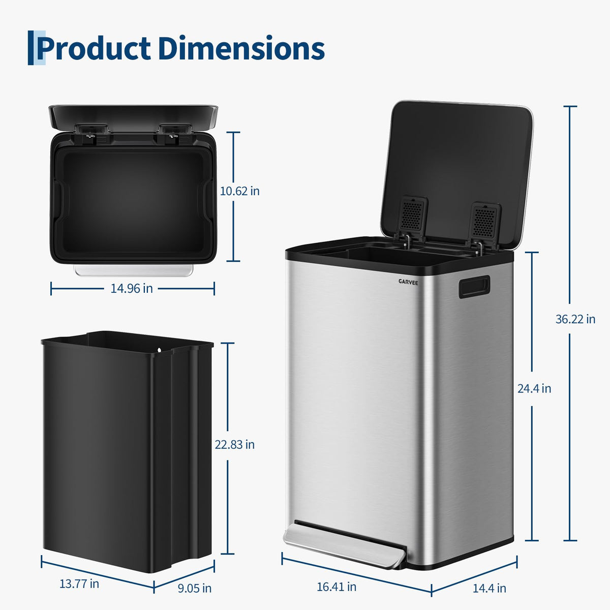 13 Gallon Stainless Steel Step-on Trash Can C220