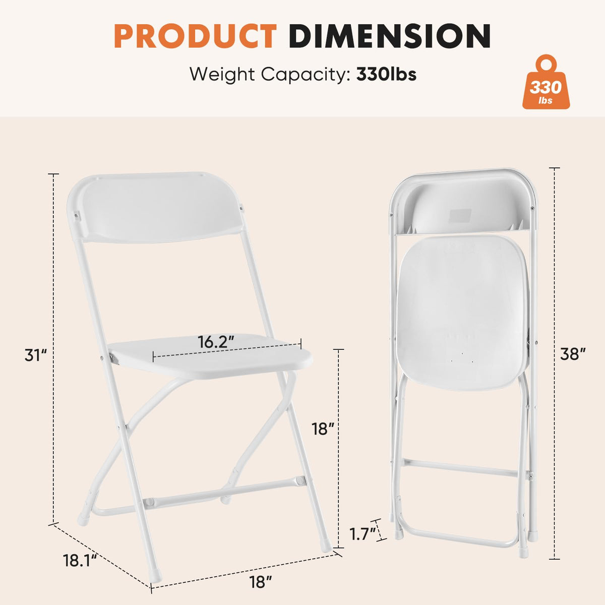 White 10 Pack Folding Chair with 330-Pound Capacity W436