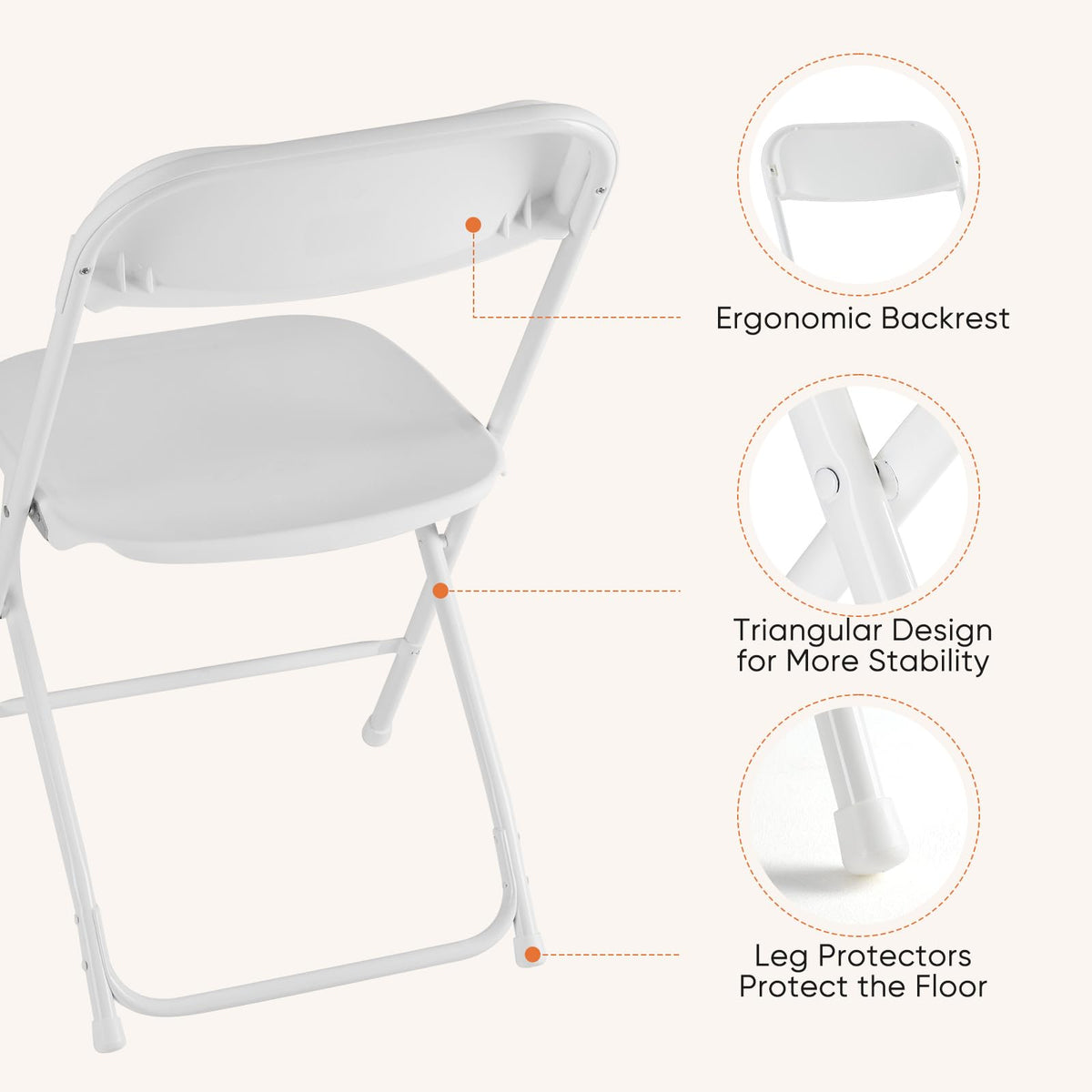 White 10 Pack Folding Chair with 330-Pound Capacity W436