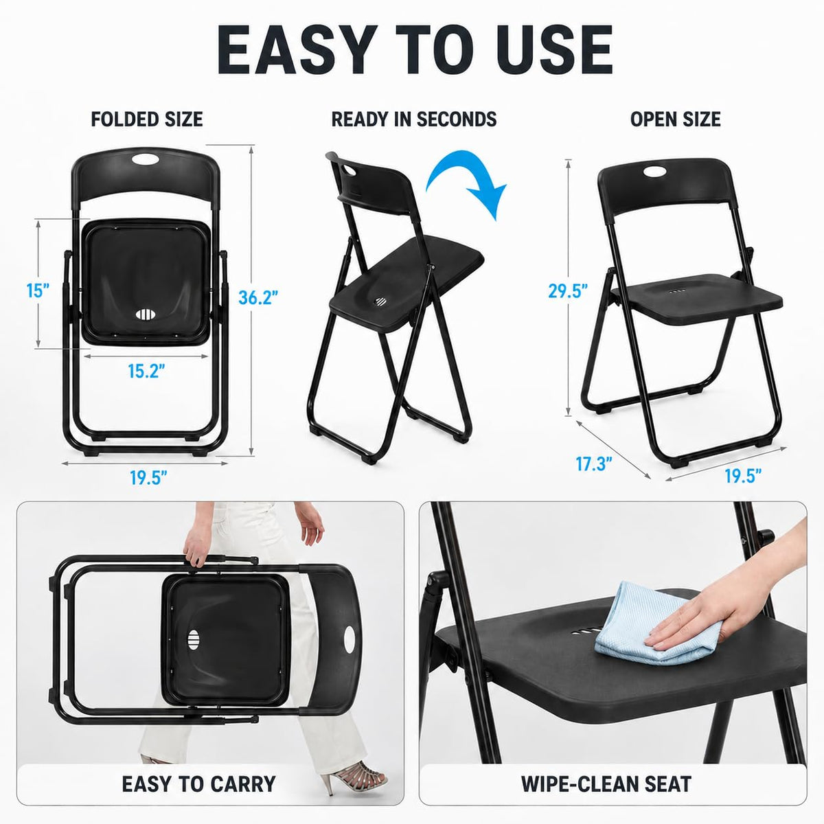 Black Plastic Folding Chairs Q319885