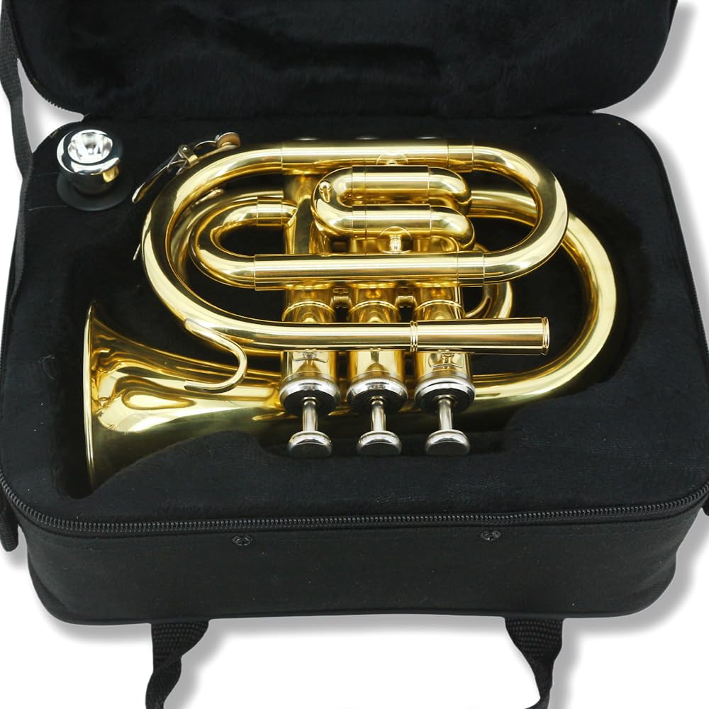 Bb Flat Brass Pocket Trumpet with 7C Mouthpiece V1368