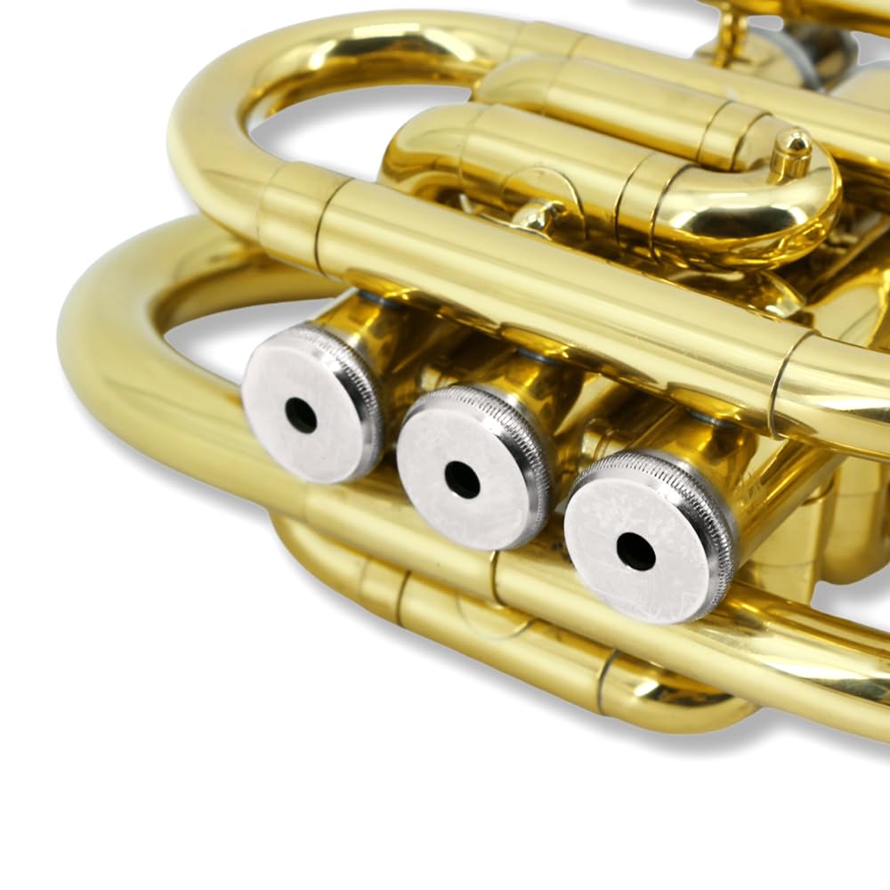 Bb Flat Brass Pocket Trumpet with 7C Mouthpiece V1368
