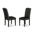 Set of 2 Black Pu Leather Parsons Chairs P740903