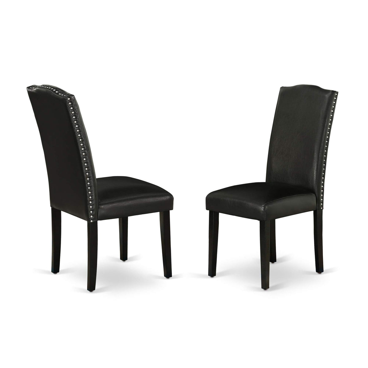 Set of 2 Black Pu Leather Parsons Chairs P740903