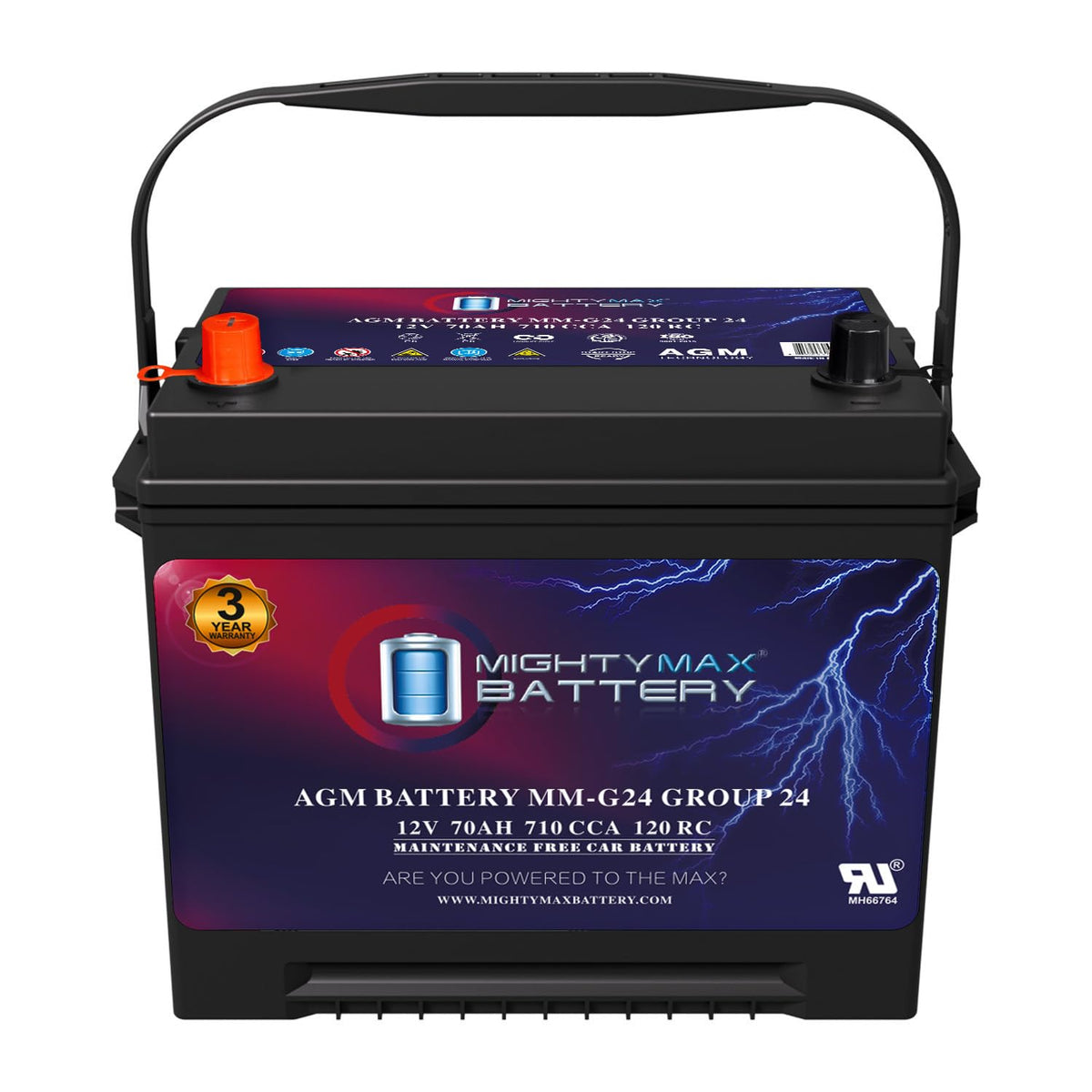 12V 70Ah 710 CCA Group Size 24 Replacement Battery D411