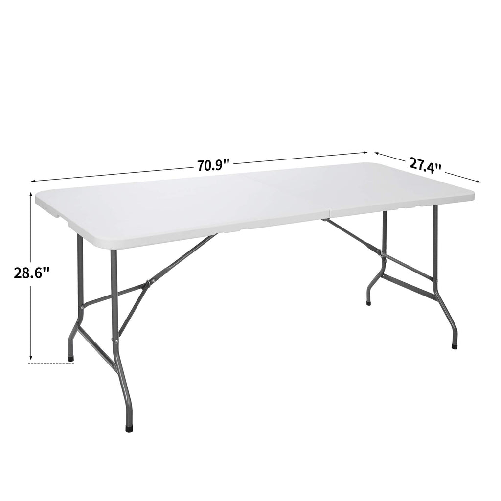 White 6Ft Heavy Duty Folding Picnic Table G1452