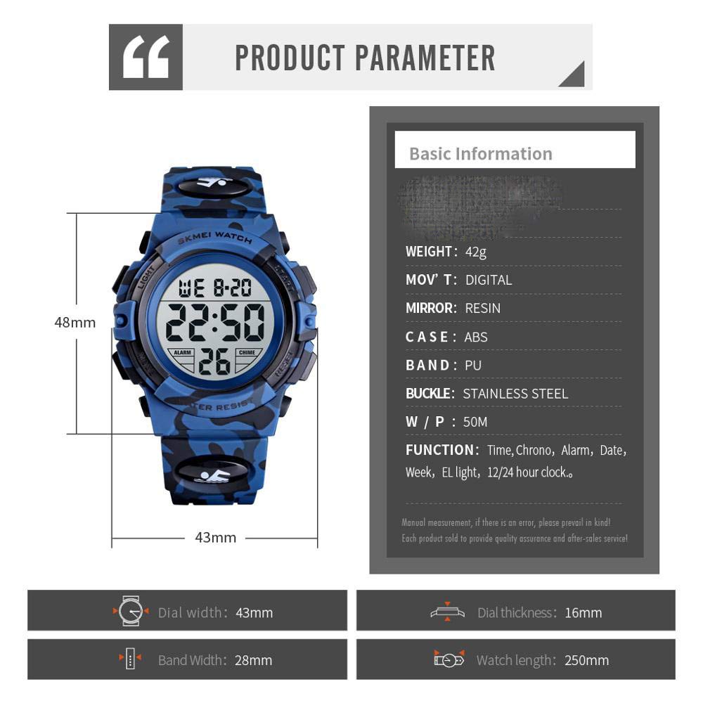 Camouflage Pu Strap Digital Display Waterproof Watch P3561