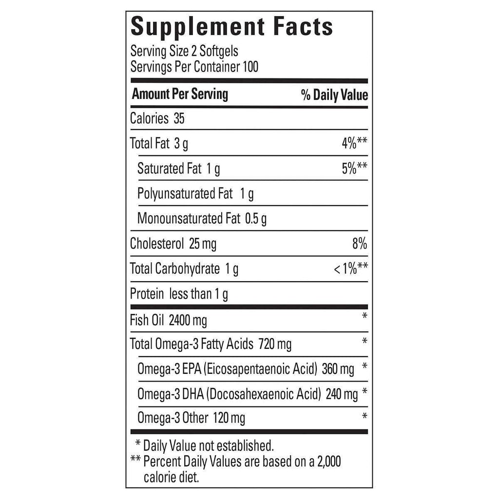 Fish Oil 1200 Mg 200 Liquid Softgels O452