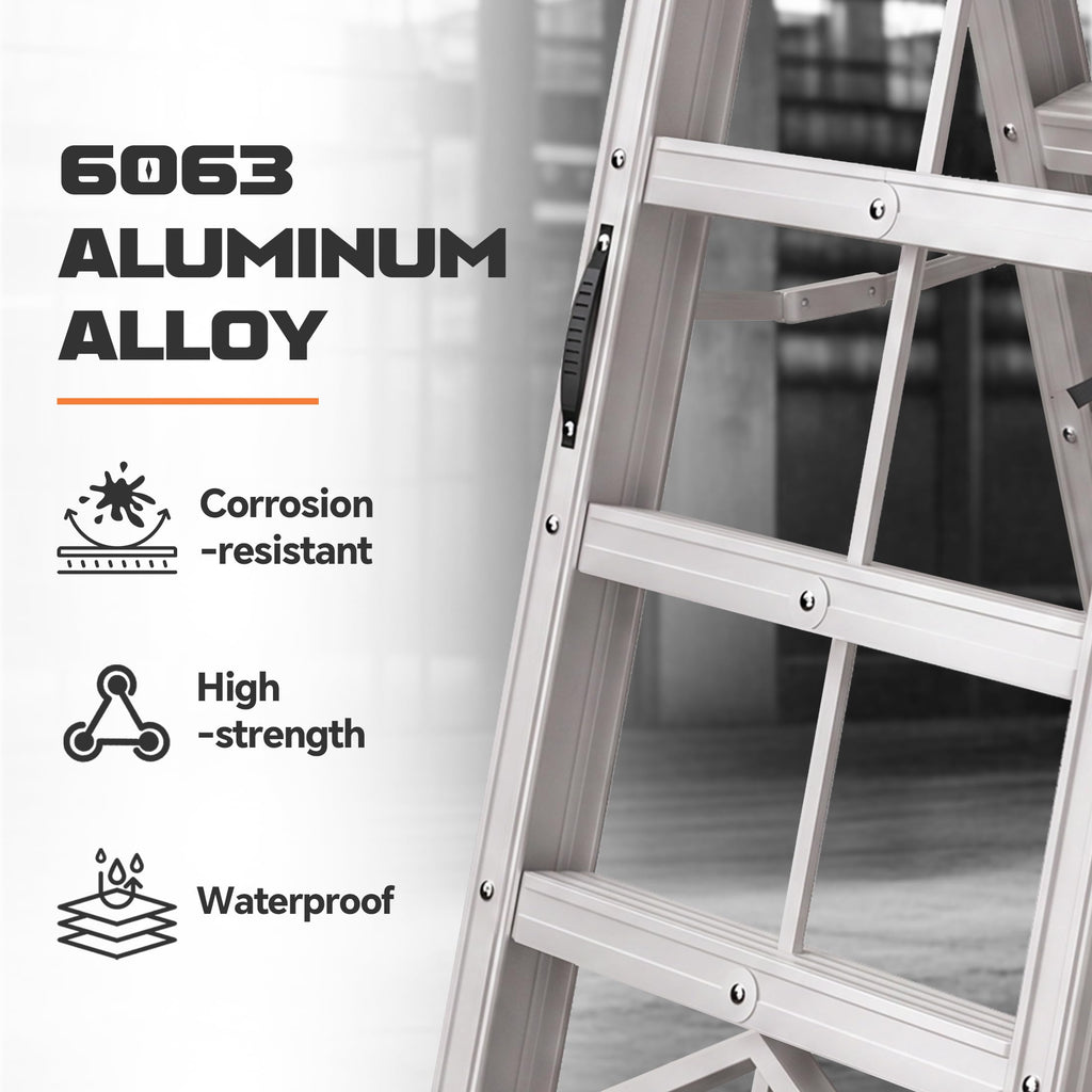 Aluminum Foldable 5-Step Ladder with Wide Anti-Slip Pedal R587499