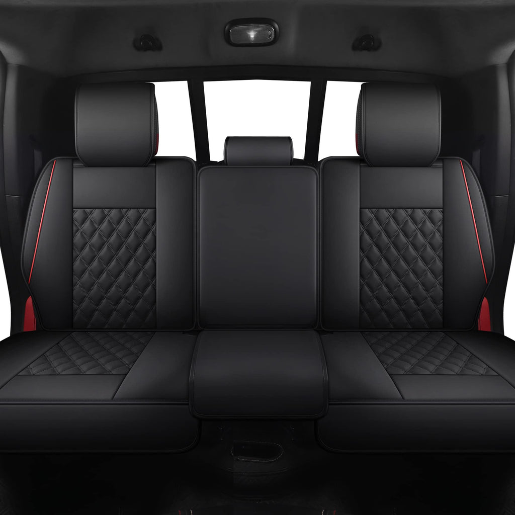 Waterproof Synthetic Leather Car Seat Covers 5PCS Full Set Black Red B780281