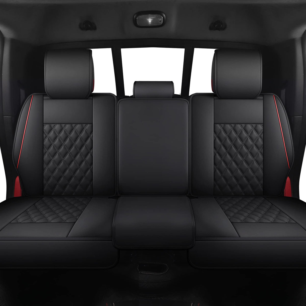 Waterproof Synthetic Leather Car Seat Covers 5PCS Full Set Black Red B780281