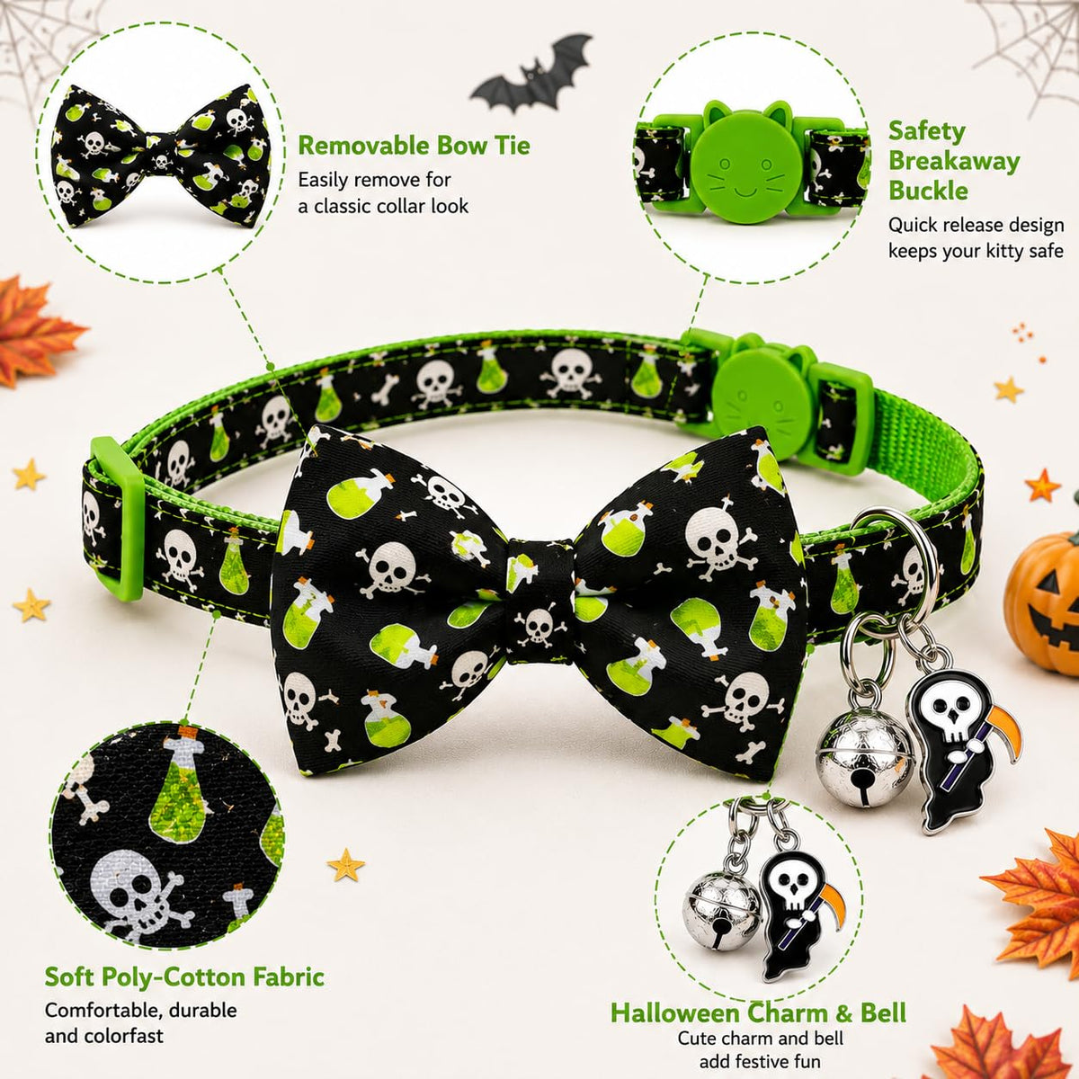 Halloween Cat Collar 2 Pack Adjustable Breakaway Y45638