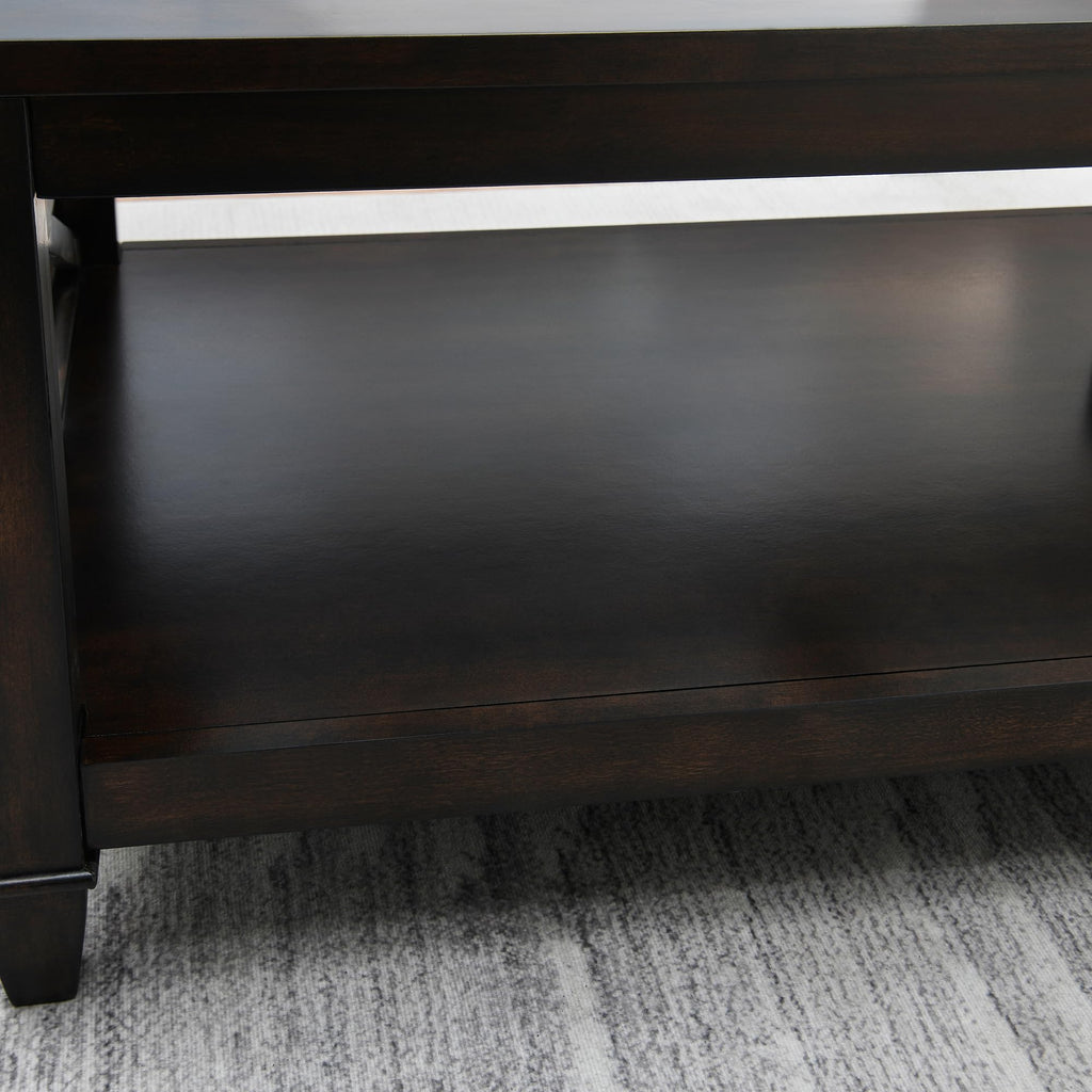 45.5"W Solid Wood Glass Coffee Table A3348