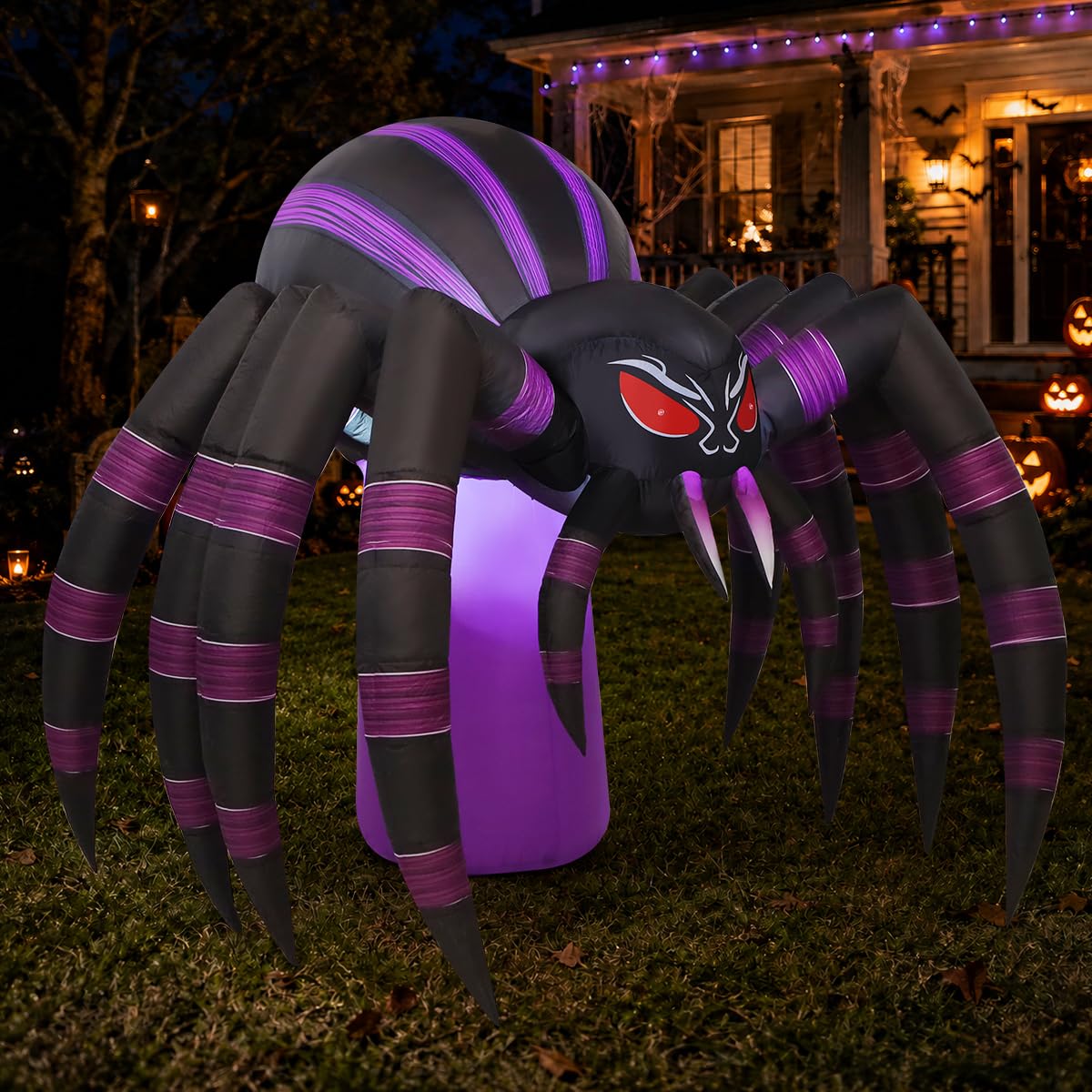 7 FT Inflatable Spider Outdoor Decoration with LED Lights V4687