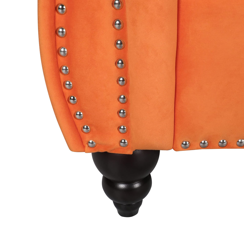 Orange Velvet 3 Pieces Sofa Set X49971