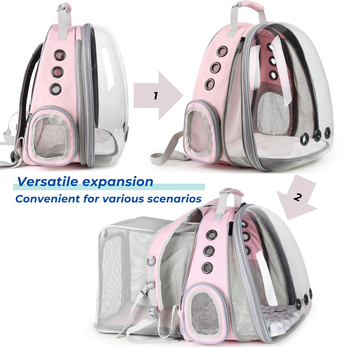 Expandable Cat Backpack with Mini Fan P5633