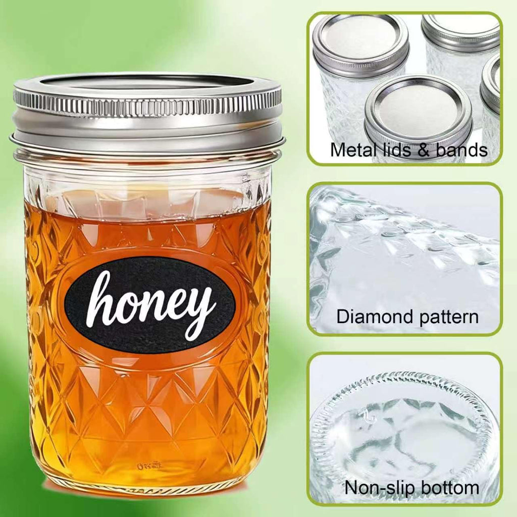 12 Pack Glass Mason Jars with Lids 16 oz & 8 oz A995517