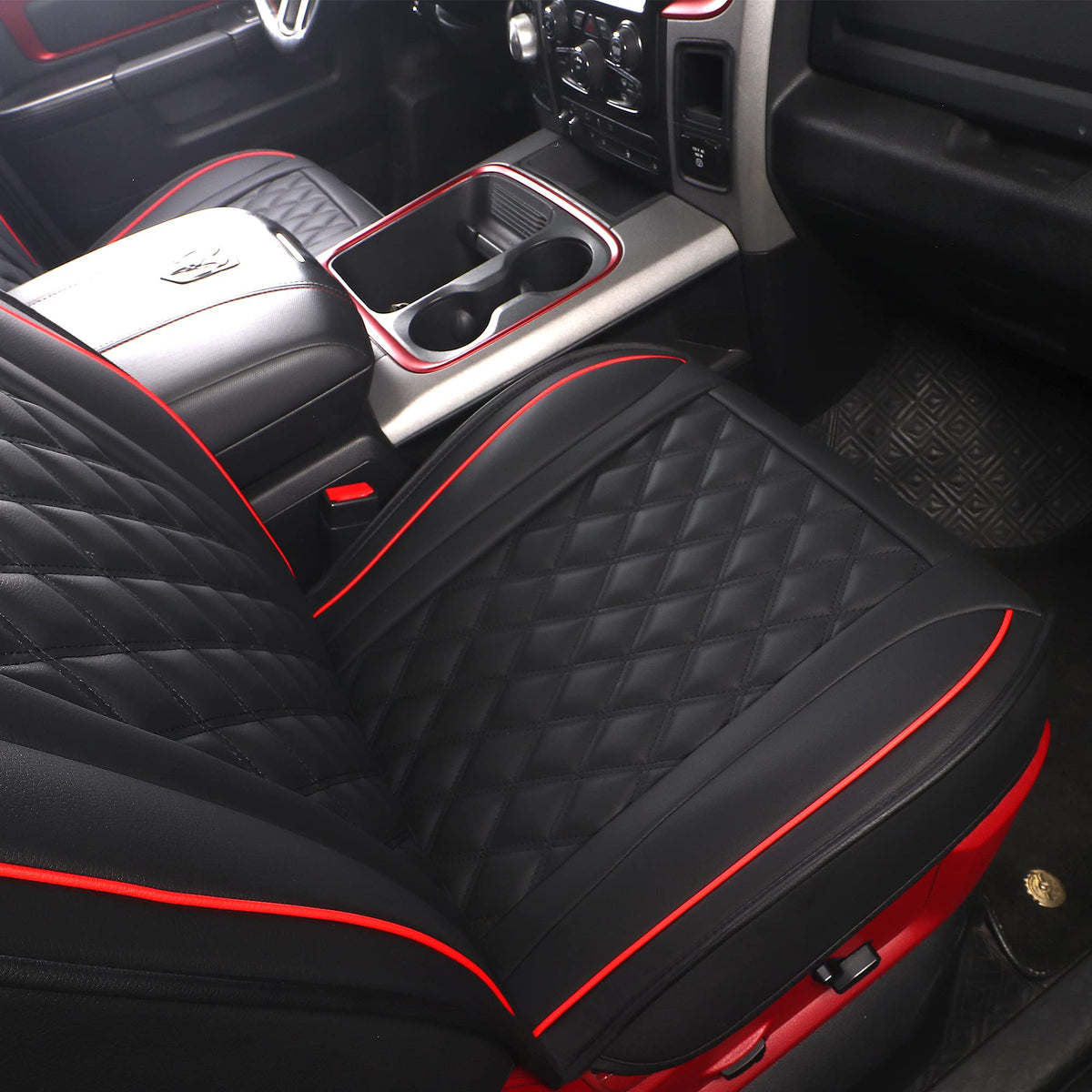 Waterproof Synthetic Leather Car Seat Covers 5PCS Full Set Black Red B780281