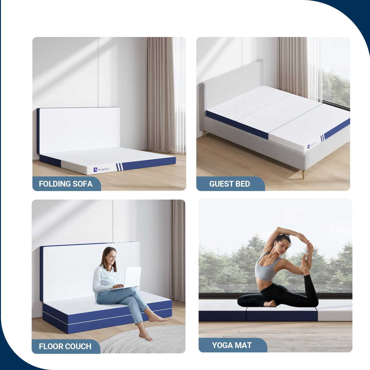 Foldable Memory Foam Mattress Topper Twin 4 Inch Y89956