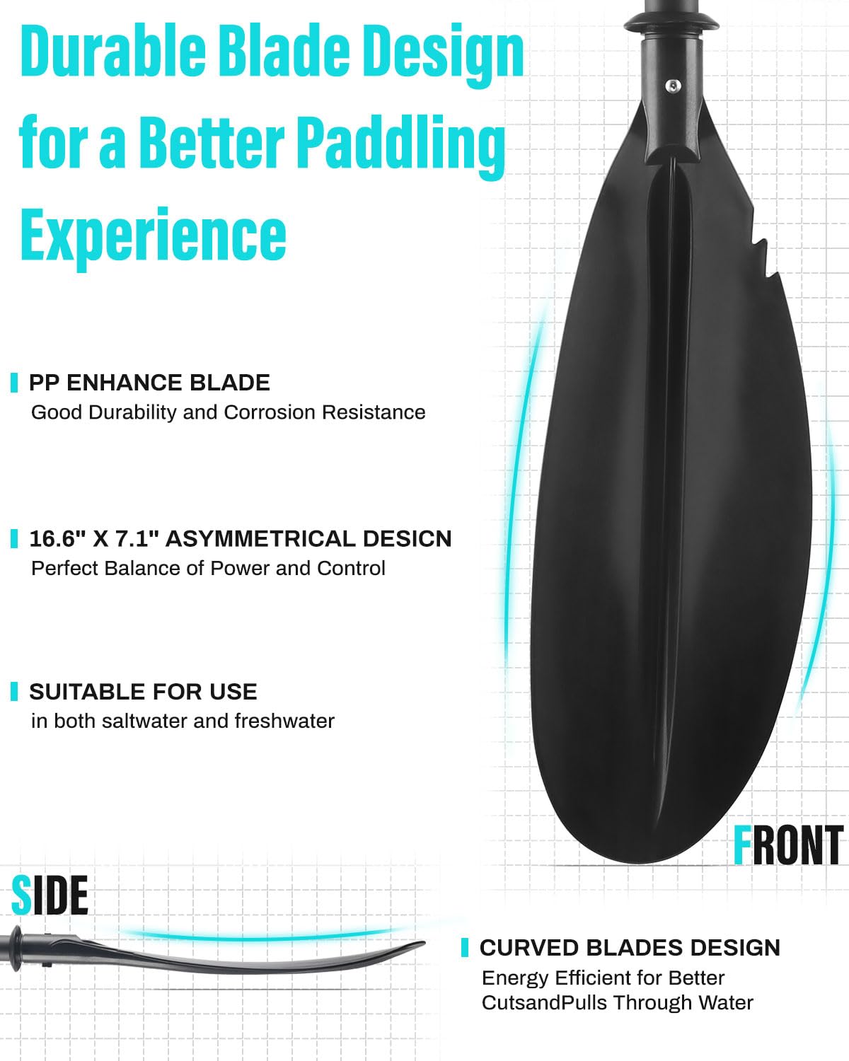 Kayak Paddles with Paddle Leash, 70in-97in Lightweight Paddling Blades N8190