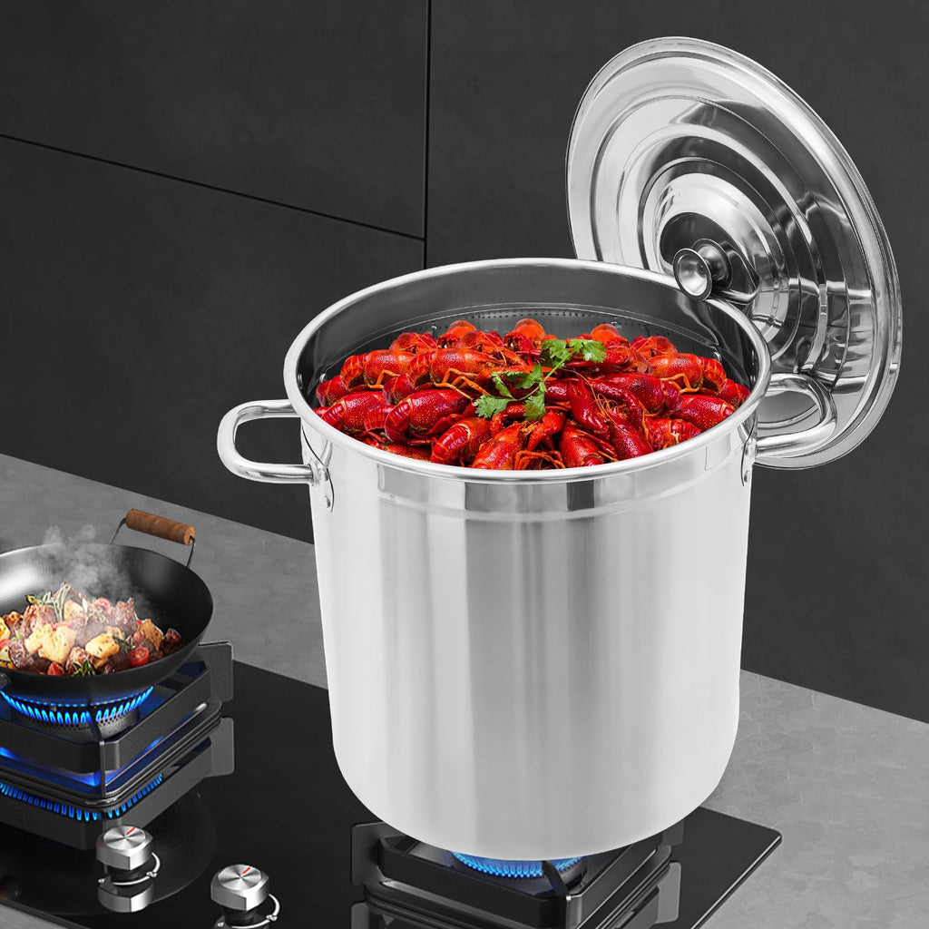 78 Qt Stainless Steel Stock Pot with Lid F4960